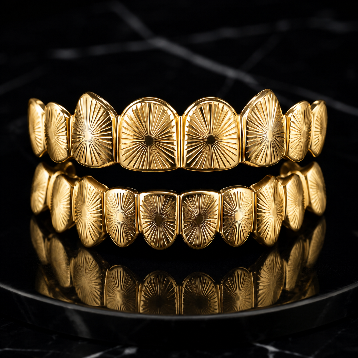 Custom Sun Cut Gold Grillz | Precision Radiant Finish