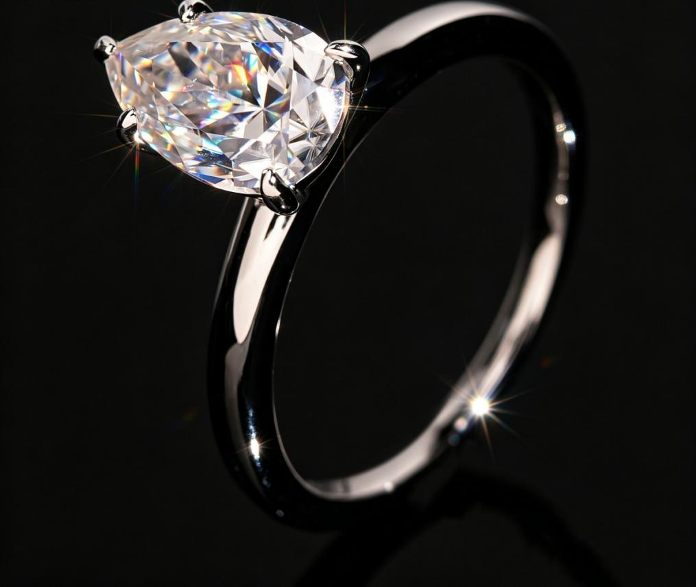 Pear Solitaire Ring