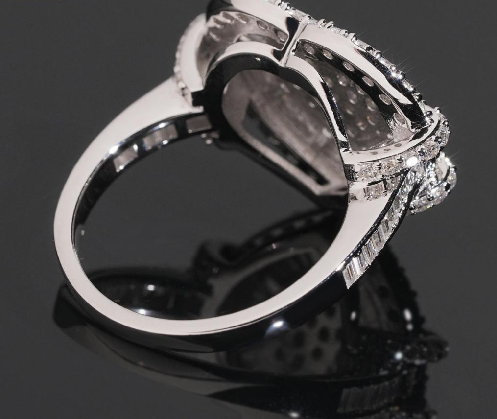 Heart Halo Baguette Ring