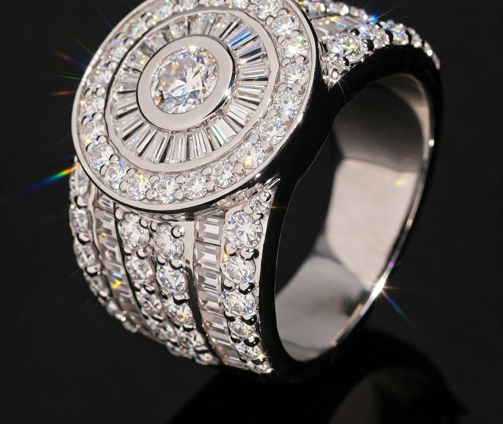 Baguette Halo Statement Ring