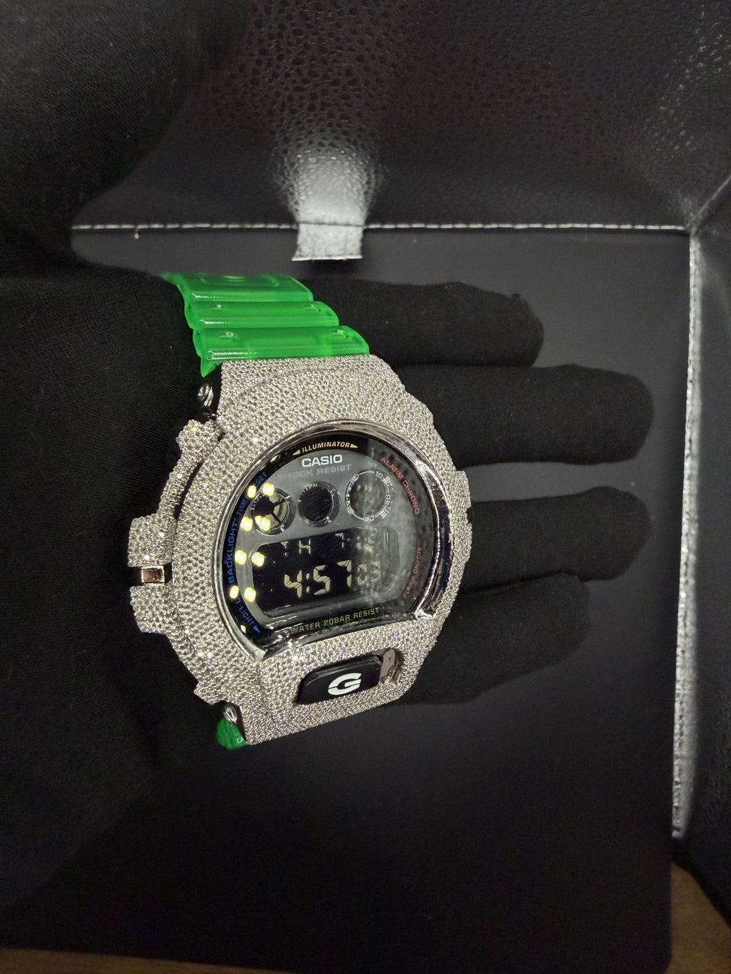 Fully iced custom G-Shock with green band