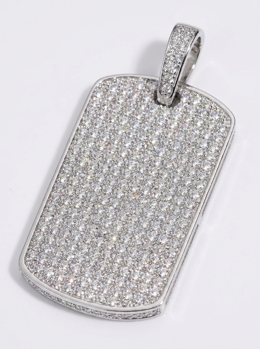 Iced Dog Tag Pendant