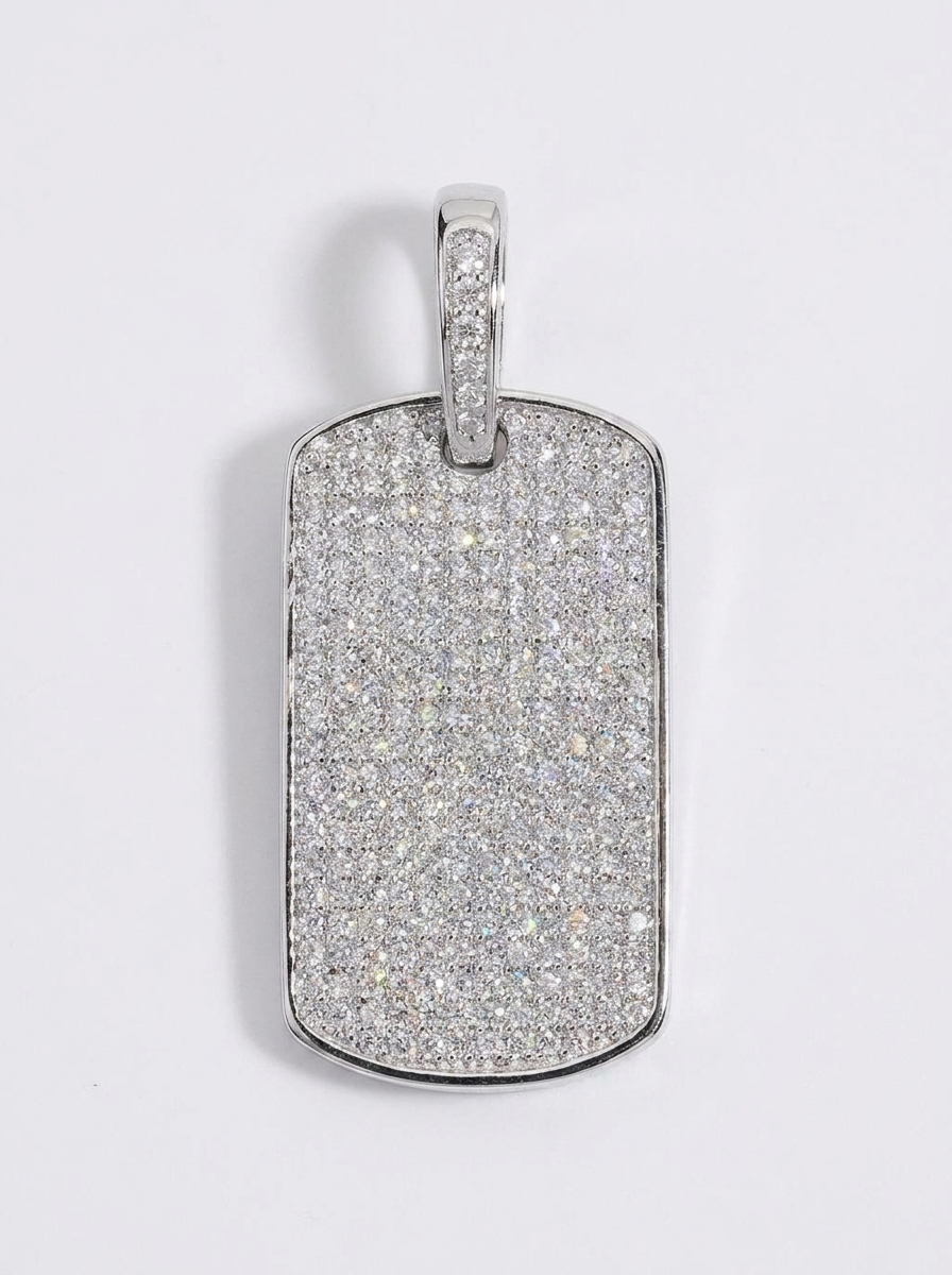 Mini Iced Dog Tag Pendant