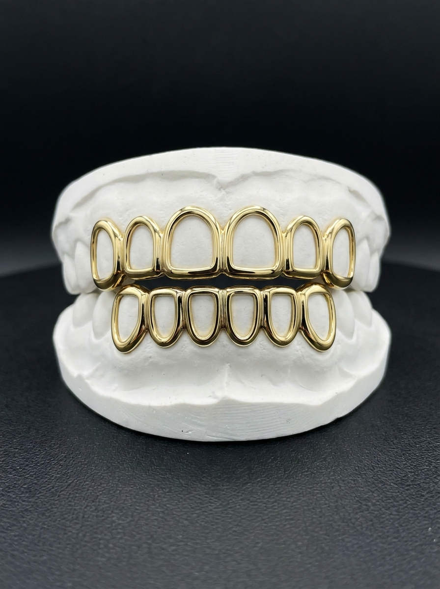 12 Piece Open Face Bar Grillz (6 Top & 6 Bottom)