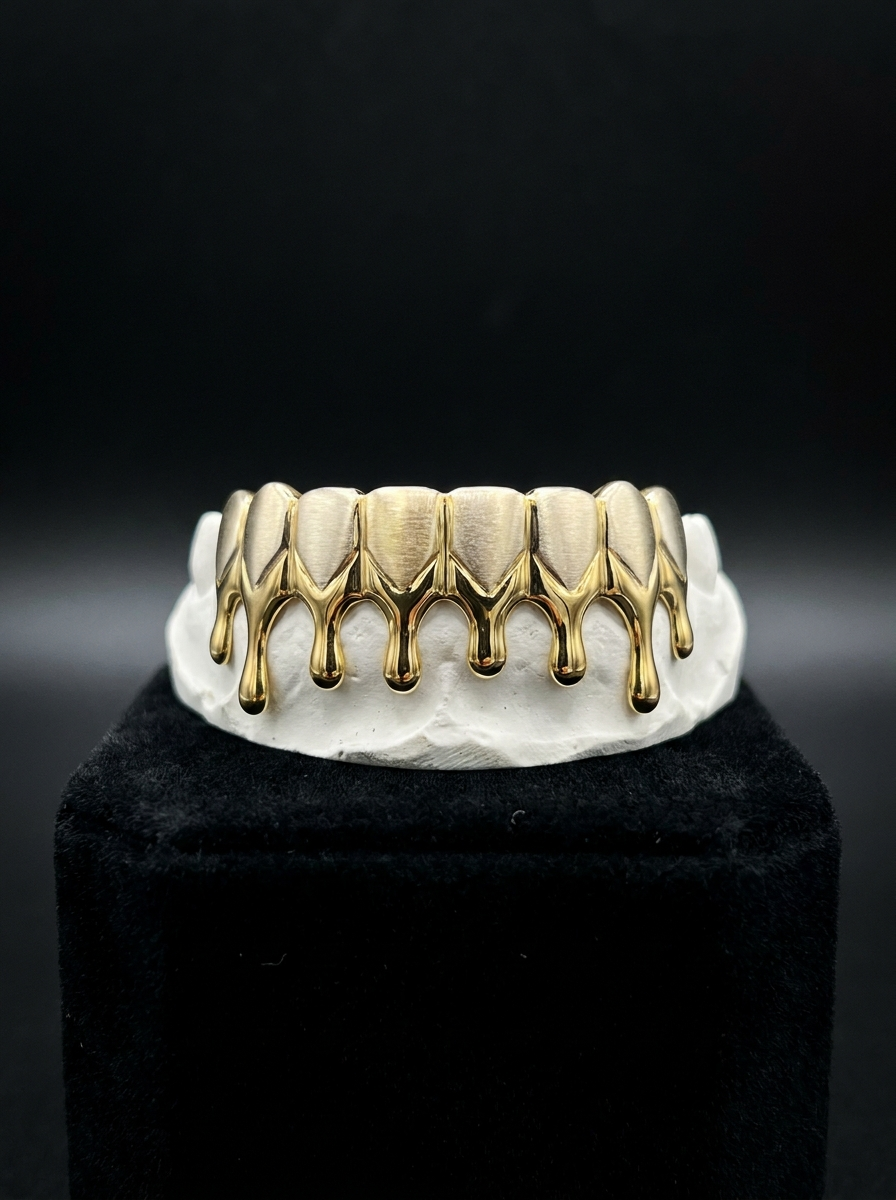 Bottom Two-Tone Gold Drip Grillz