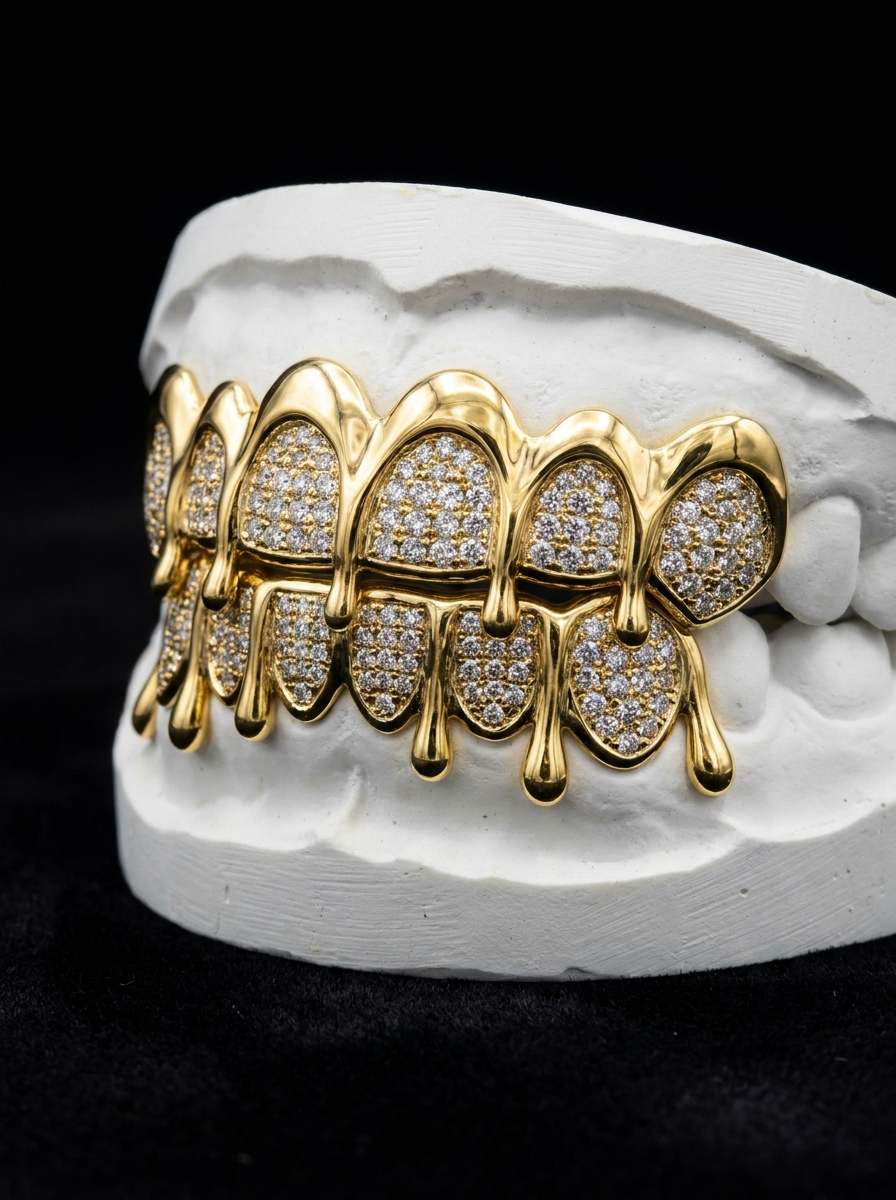 Gold Drip Diamond Grillz