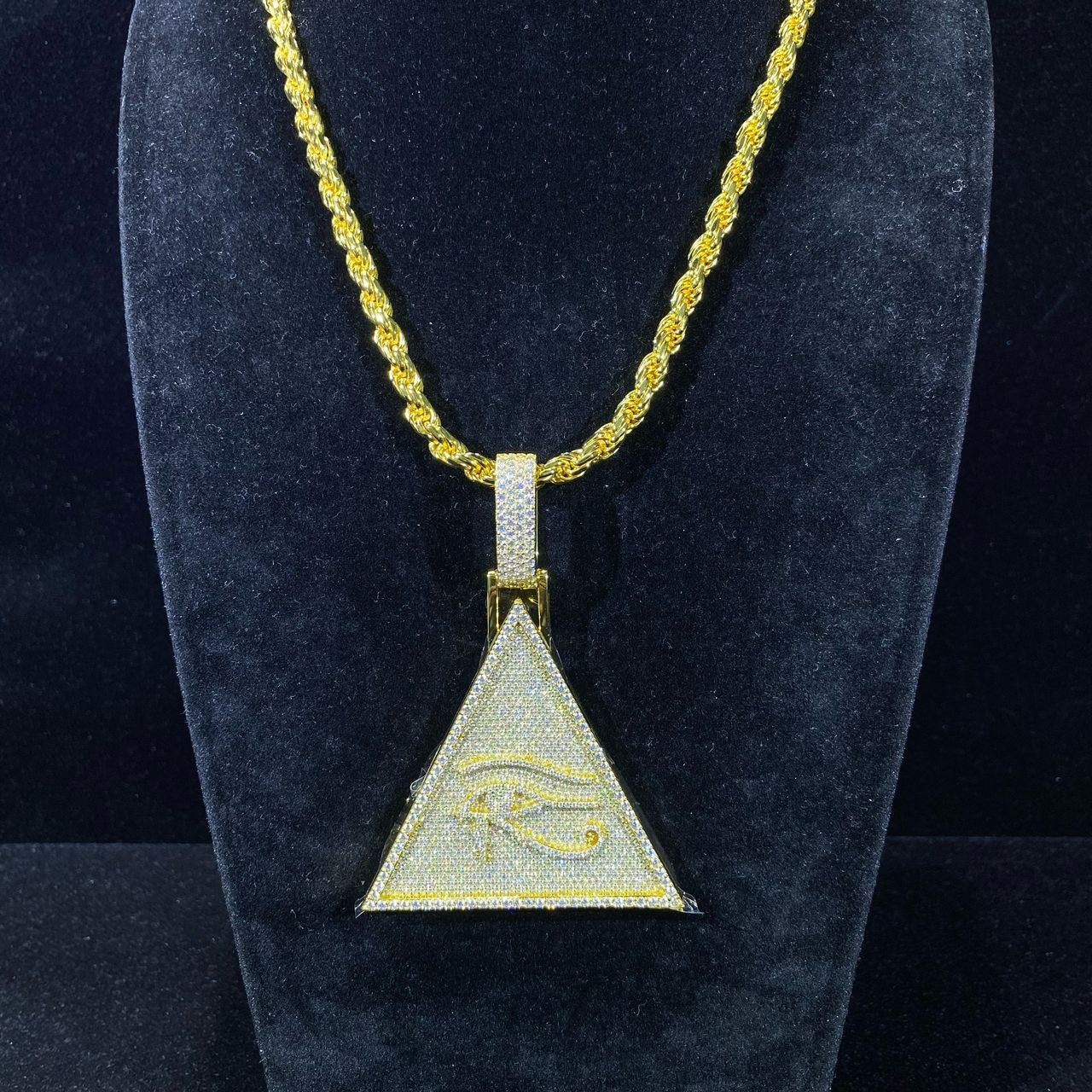 Eye of Horus pyramid pendant on rope chain