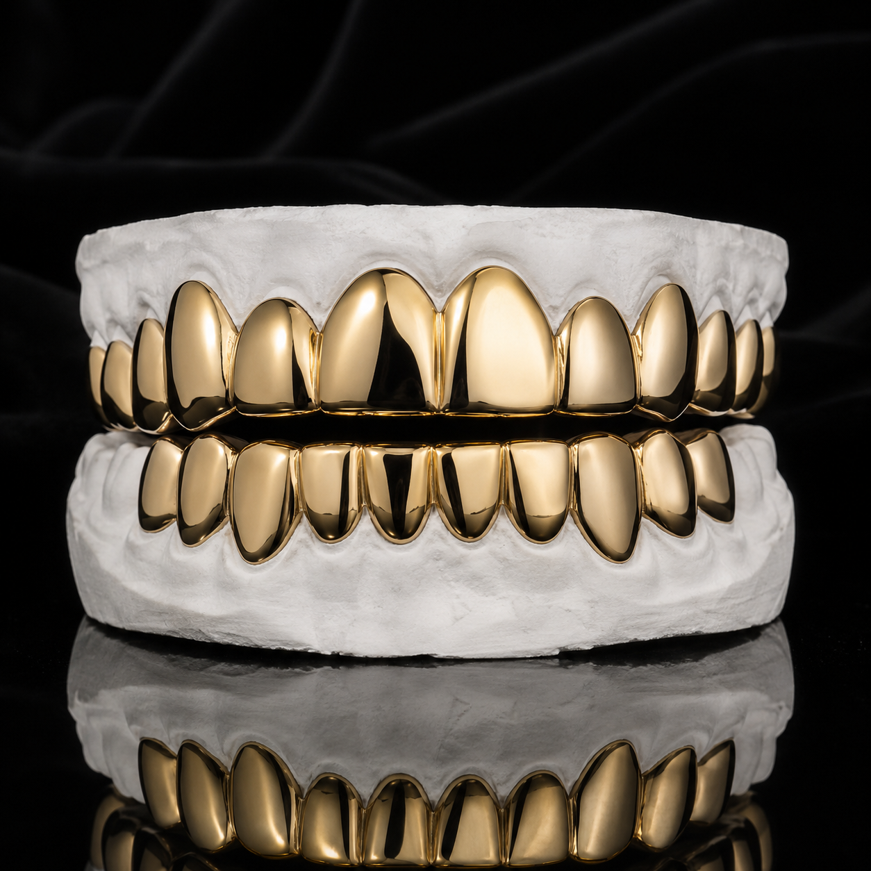 Solid Classics — full solid gold grillz teeth caps by Alijah The Jeweler
